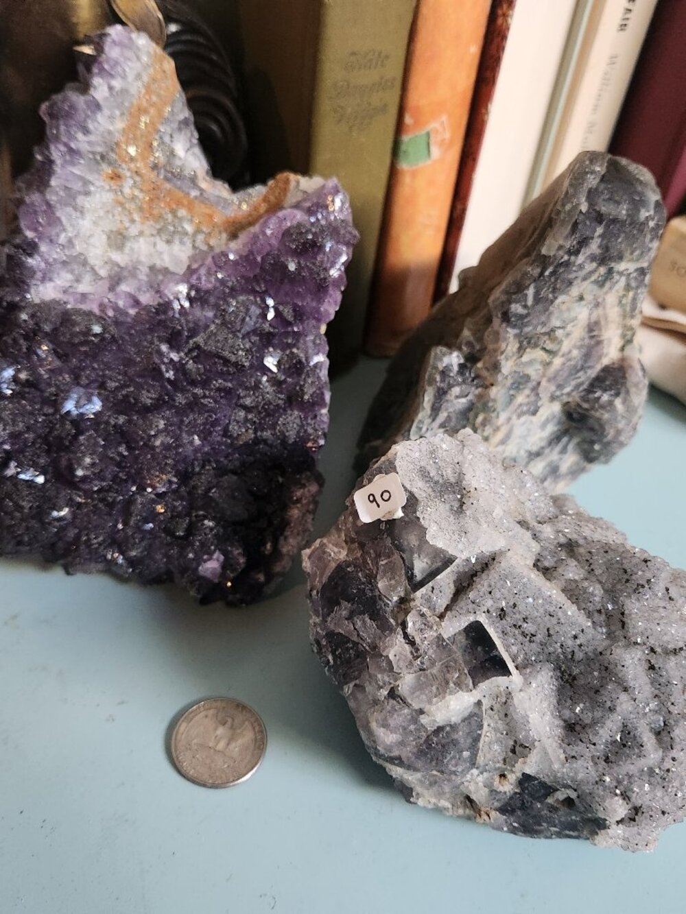 LARGE FLOURITE CRYSTALS, AMETHYST ON FLOURITE, QUARTZ ON FLOURITE